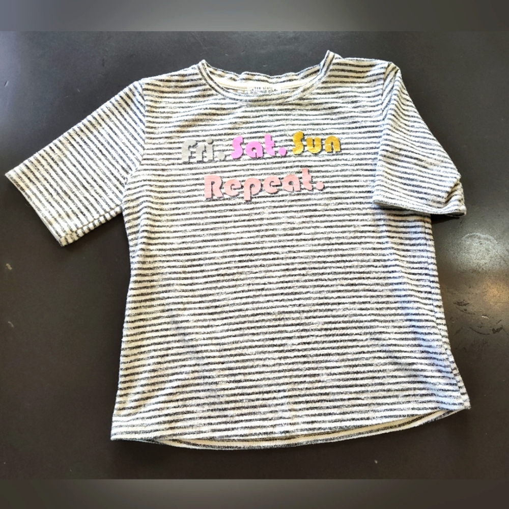 Ten Sixty Sherman Girls Fri. Sat. Sun. Repeat Knit Short Sleeve Top Girls M